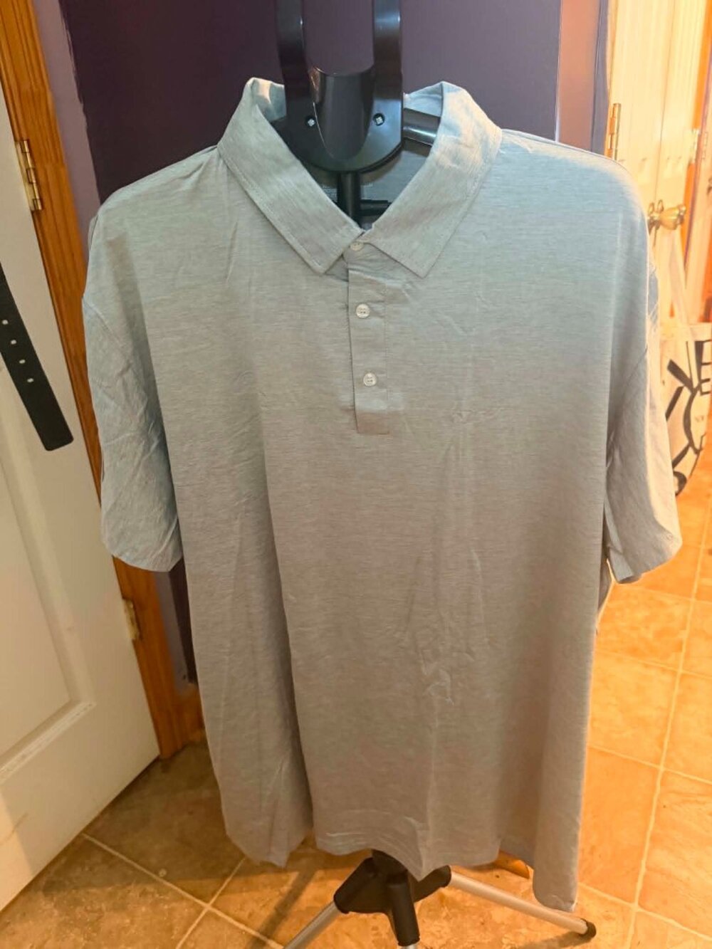 Men's Short Sleeve Polo Shirt Light Grey 3XL